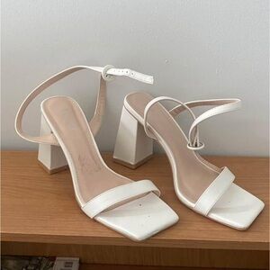 Call It Spring White Strappy Block Heels
